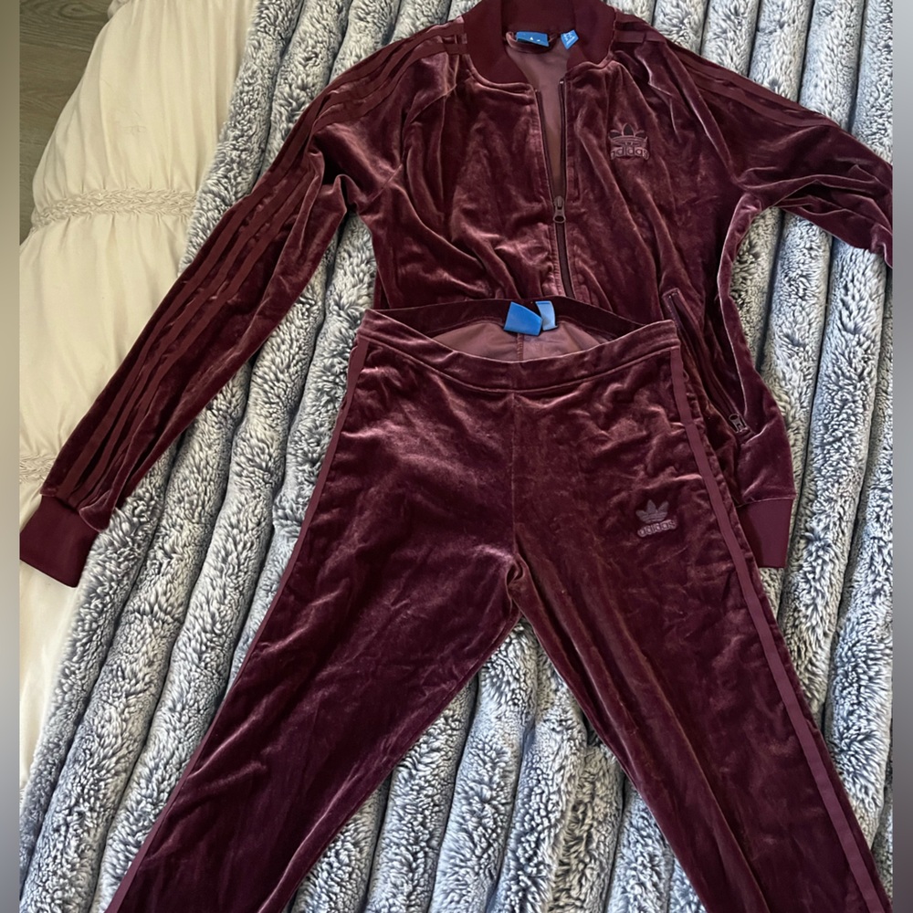 adidas Burgundy Velvet Leggings